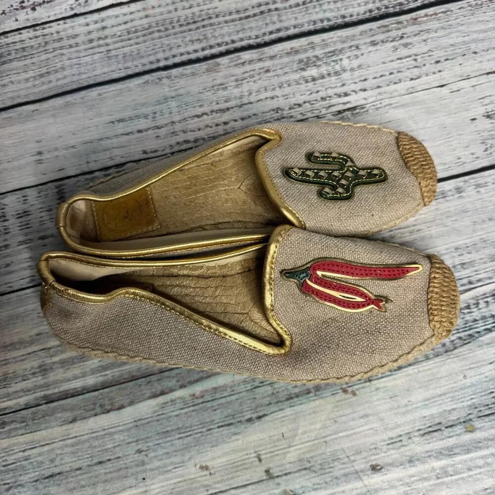 Tory Burch Sante Fe Cactus Chili Pepper And Cactus Espadrilles Size 6